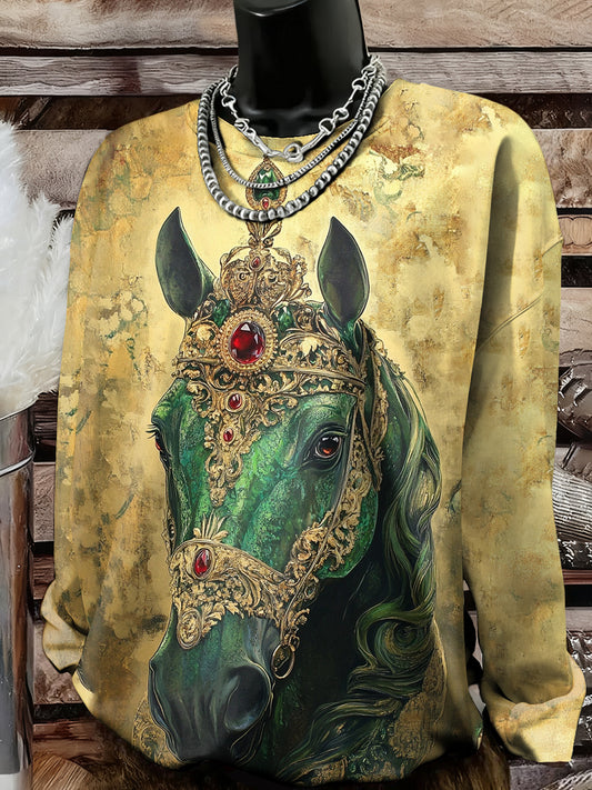 Camisola da impressão arte do cavalo das mulheres