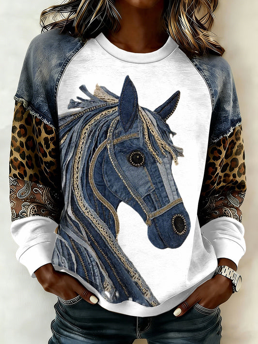 Camisola feminina de manga raglan Horse Art