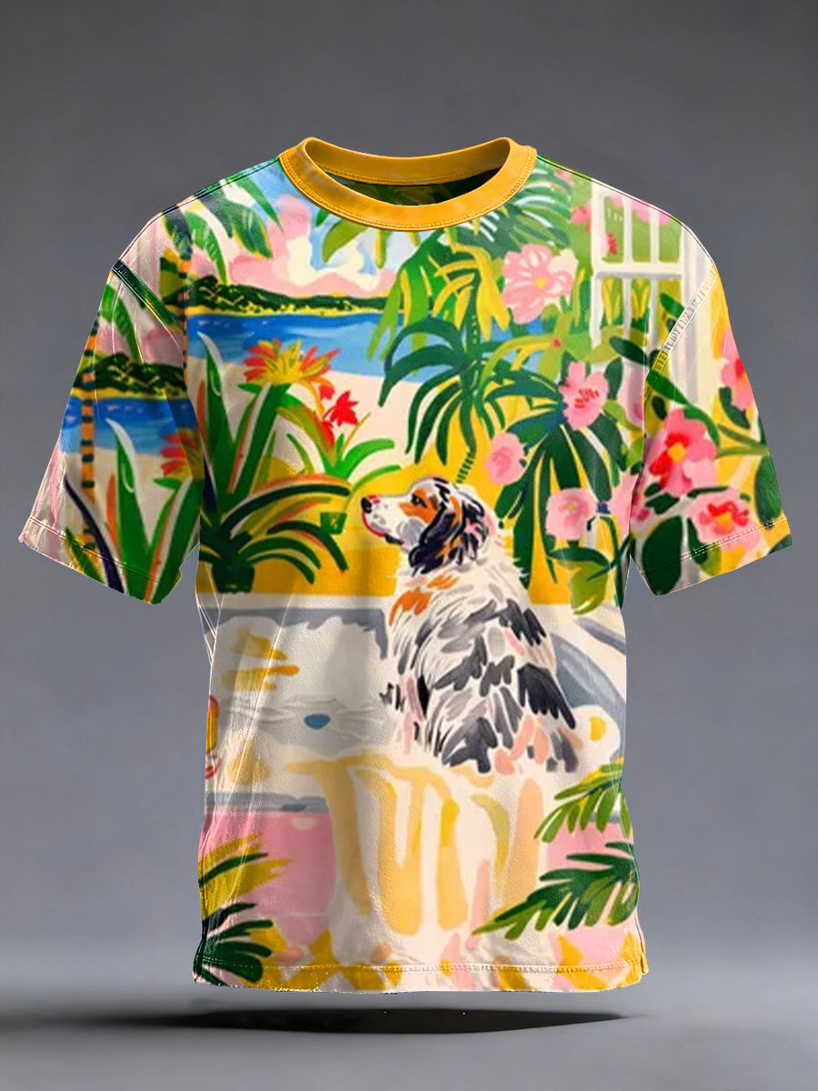 Australian Shepherd T-shirt de manga curta masculino