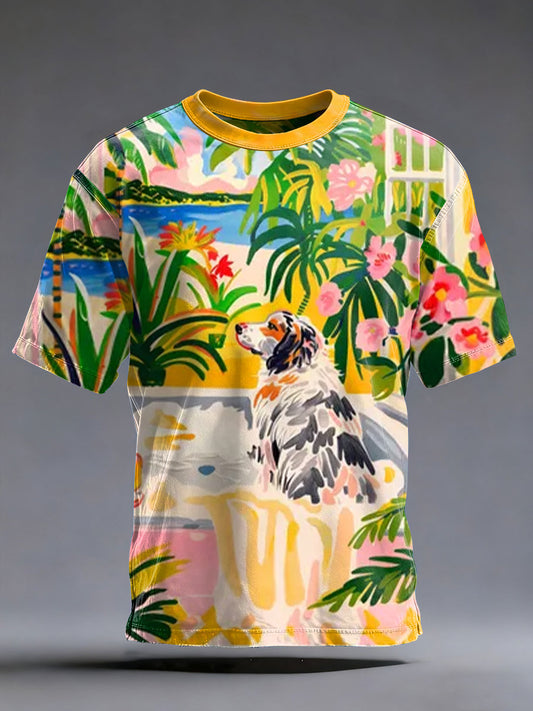 Australian Shepherd T-shirt de manga curta masculino