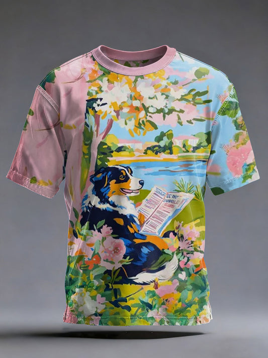 Australian Shepherd T-shirt de manga curta masculino