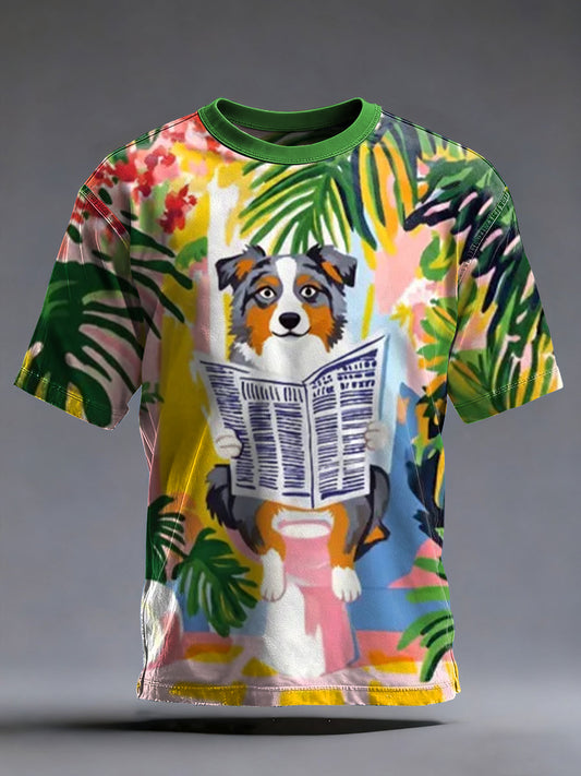 Australian Shepherd T-shirt de manga curta masculino