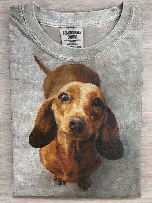 Dachshund bonito impressão Casual manga curta camiseta