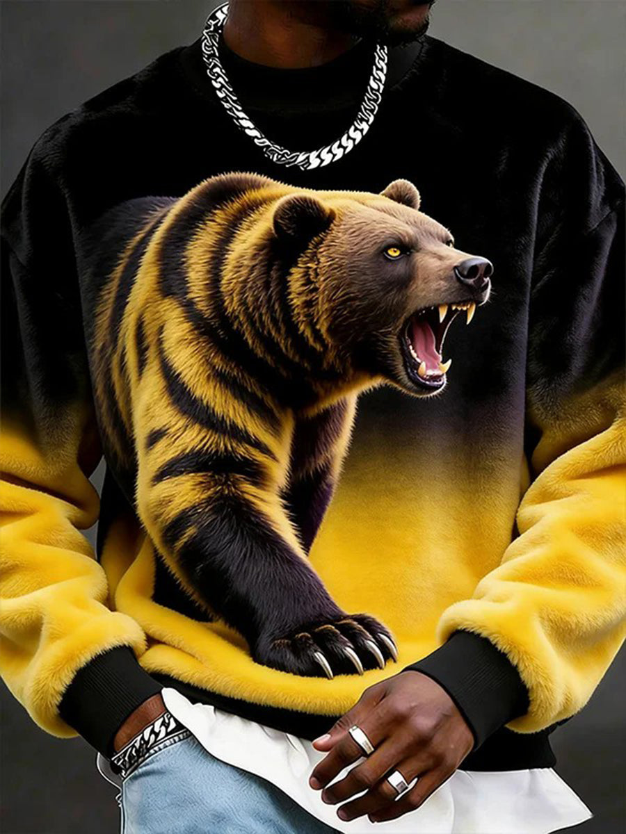 Animais dos homens Arte Flanela Camisola Casual