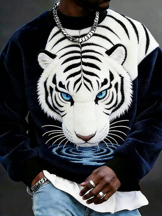 Animais dos homens Arte Flanela Camisola Casual