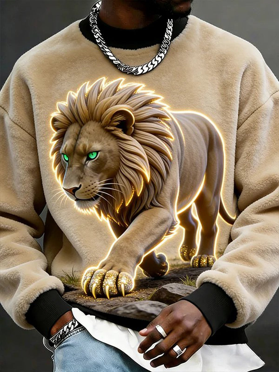 Animais dos homens Arte Flanela Camisola Casual