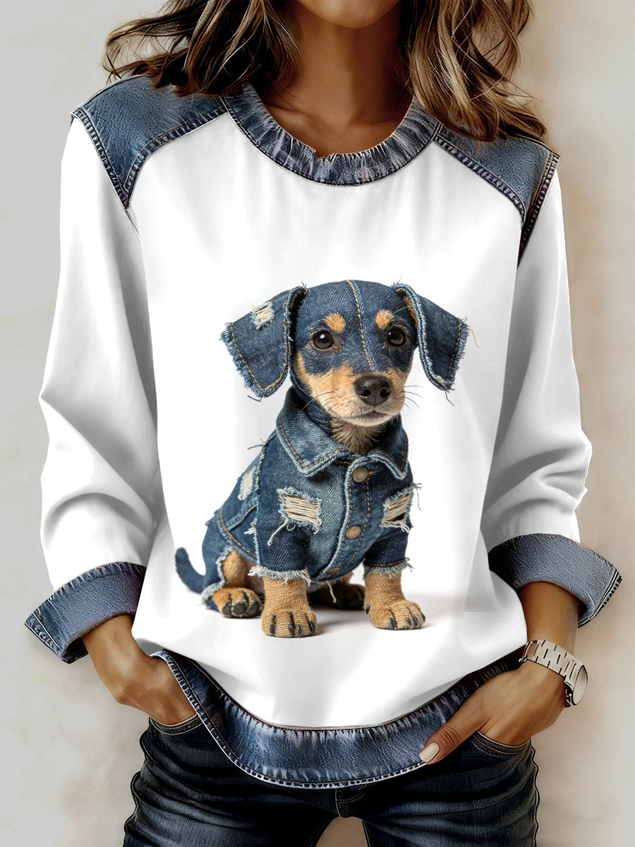 Cachorro Vintage feminino imprimir moletom Casual