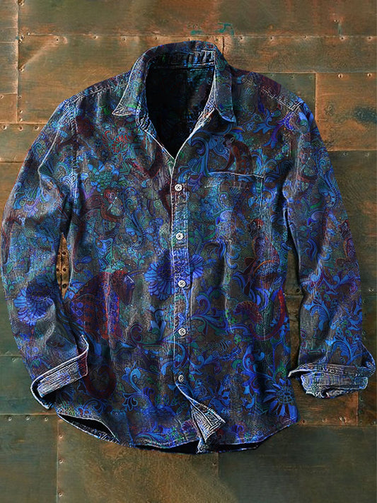 Flor rosa floral vintage masculino unisex impressão abstrata camisa de manga comprida casual