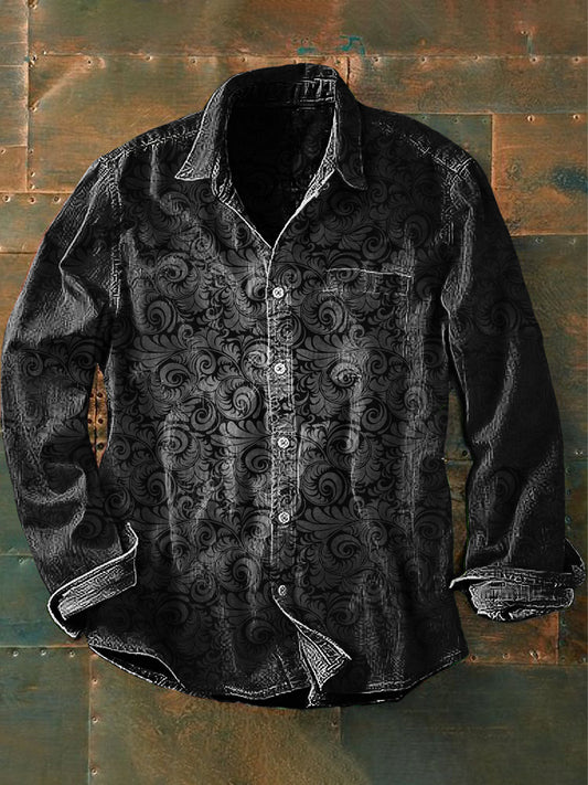 Punk Vintage arte gótica impressão Casual manga longa camisa do homens