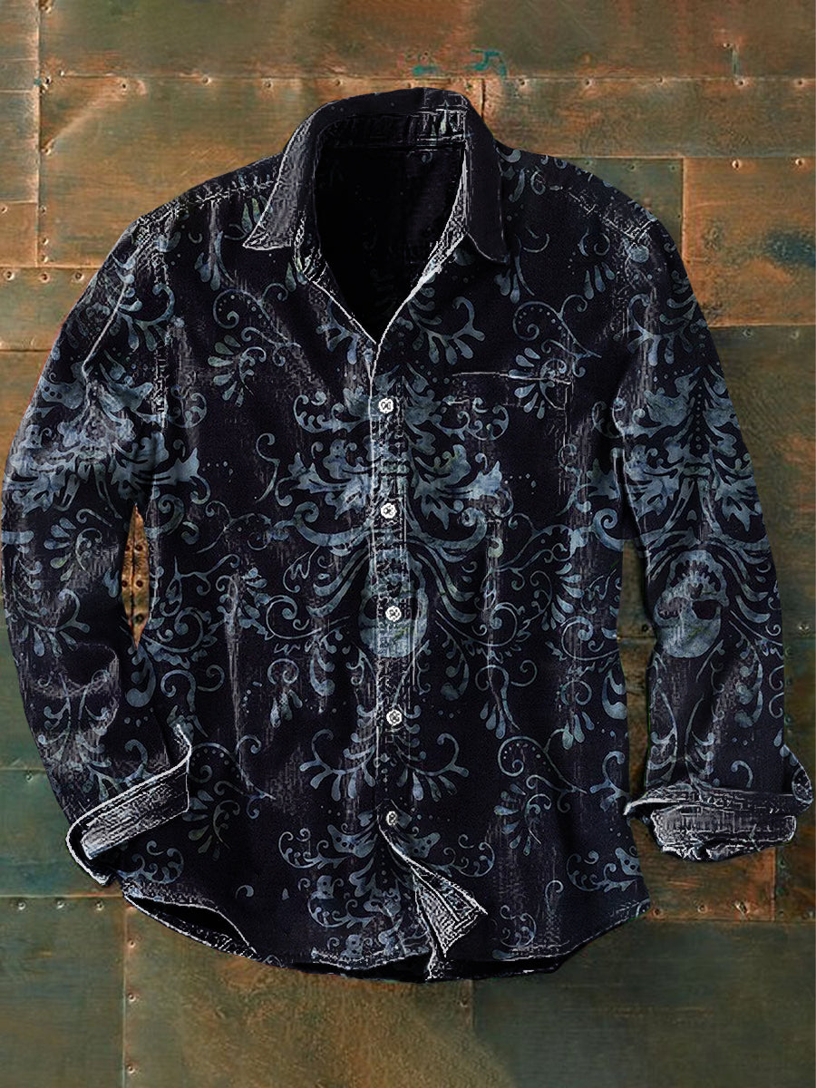 Unisex Homens Retro Gráfico Imprimir Casual Camisa de Manga Longa