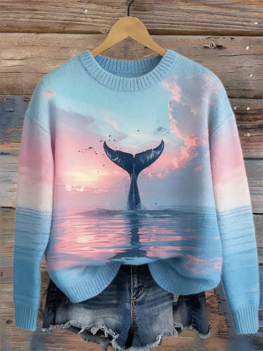 Moletom casual do oceano Animal Print feminino