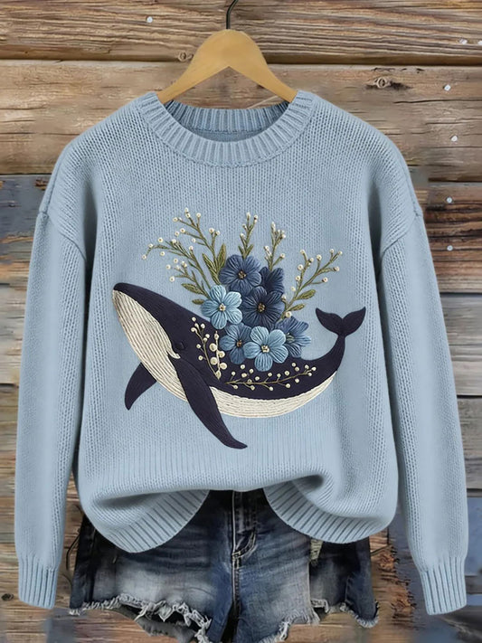 Moletom casual do oceano Animal Print feminino