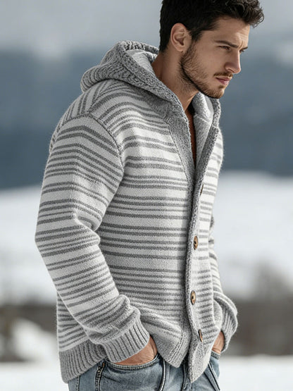 Outono e Inverno dos homens Knit Hoodie Cardigan
