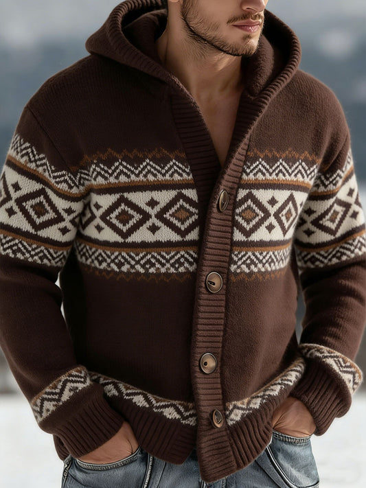 Outono e Inverno dos homens Knit Hoodie Cardigan
