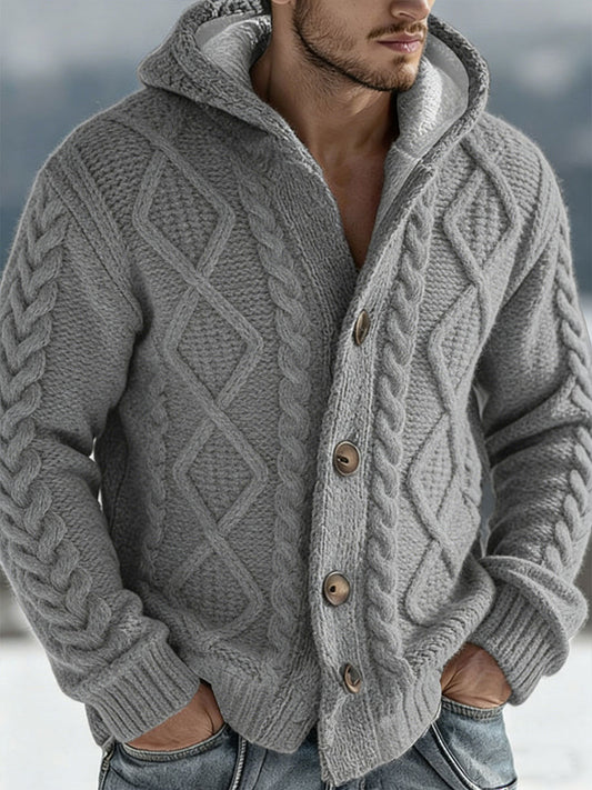 Outono e Inverno dos homens Knit Hoodie Cardigan