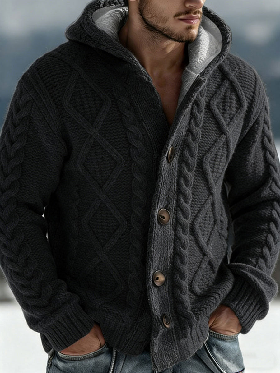 Outono e Inverno dos homens Knit Hoodie Cardigan