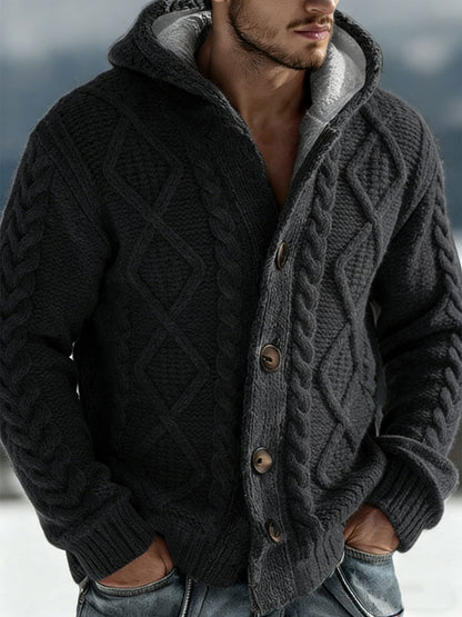 Outono e Inverno dos homens Knit Hoodie Cardigan