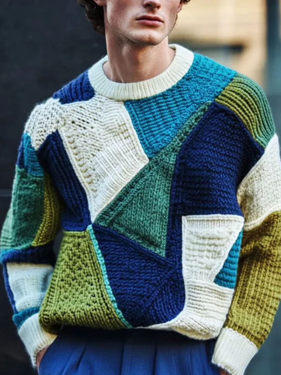 Camisola de arte geométrica masculina