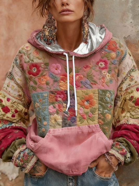 Hoodie botânico estampado floral feminino