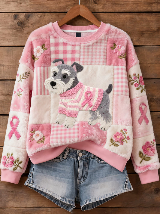 Feltro arte Schnauzer cão padrão camisola de flanela feminino