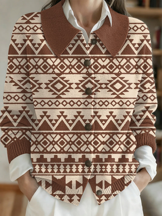 Women's Vintage Western Print Cardigan