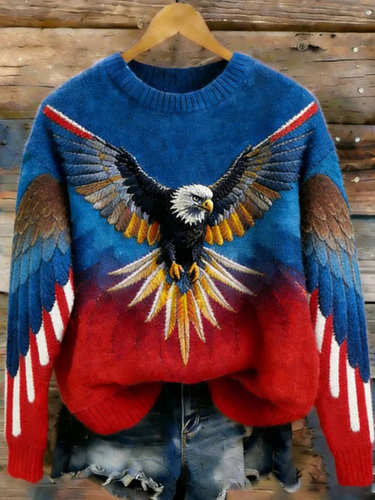 Camisola Casual Eagle Print das mulheres