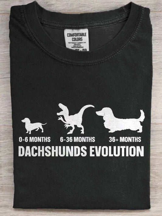 Abstrato Dachshund Evolution Imprimir Casual de manga curta T-shirt