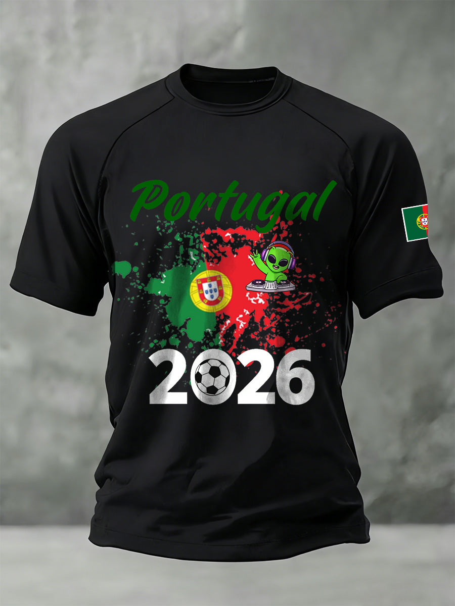 Copa do Mundo Portugal Football Support Imprimir Camiseta Comemorativa Masculina 2026