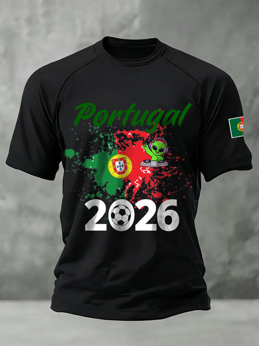 Copa do Mundo Portugal Football Support Imprimir Camiseta Comemorativa Masculina 2026
