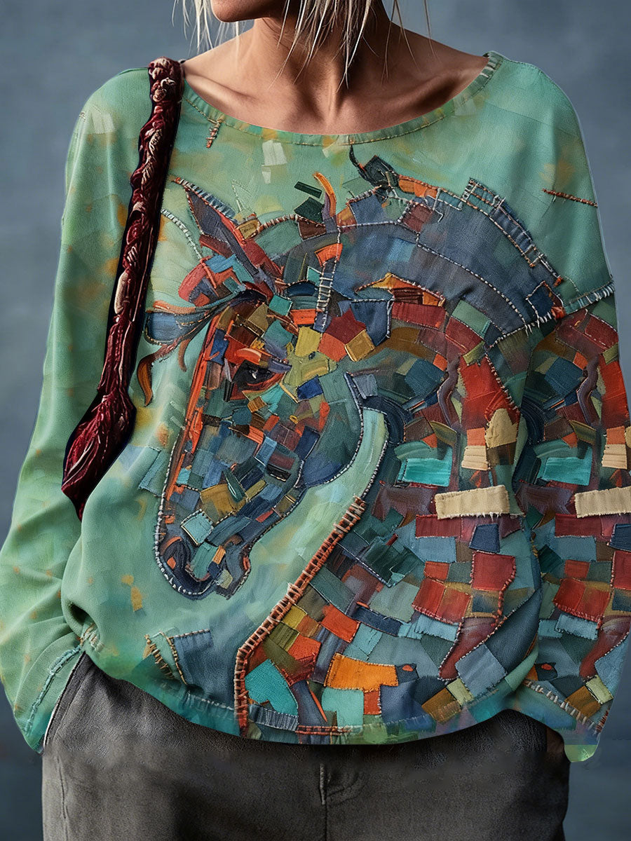 Cavalos das mulheres arte impressa tops