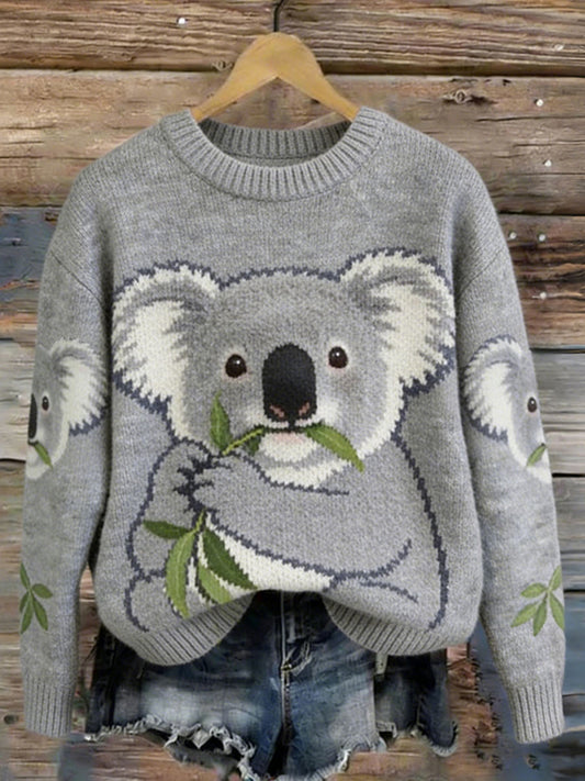 Camisola Casual Koala Print das mulheres