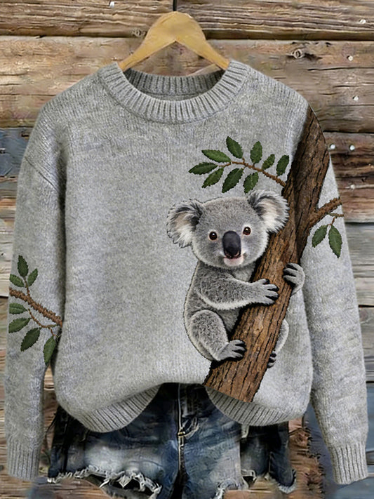 Camisola Casual Koala Print das mulheres