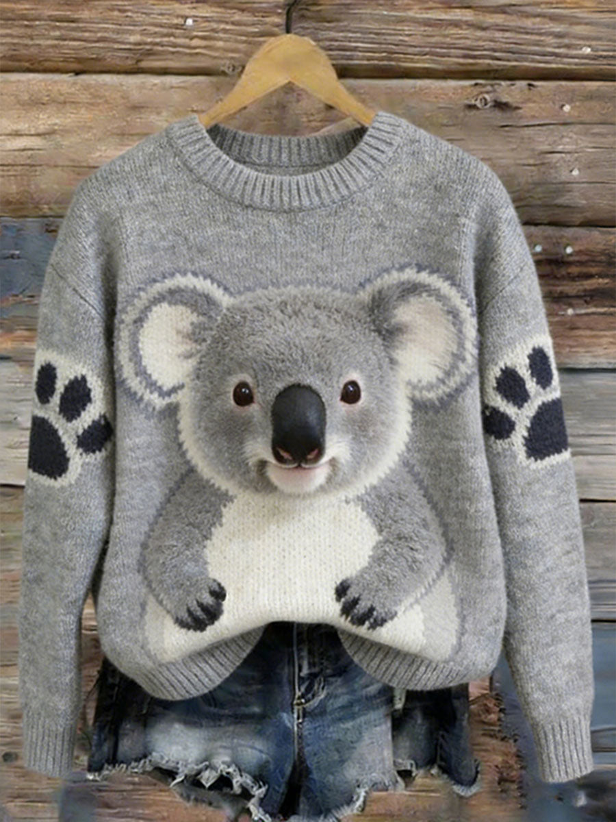 Camisola Casual Koala Print das mulheres