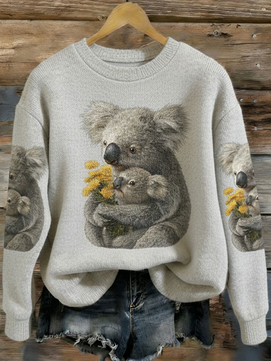 Camisola Casual Koala Print das mulheres