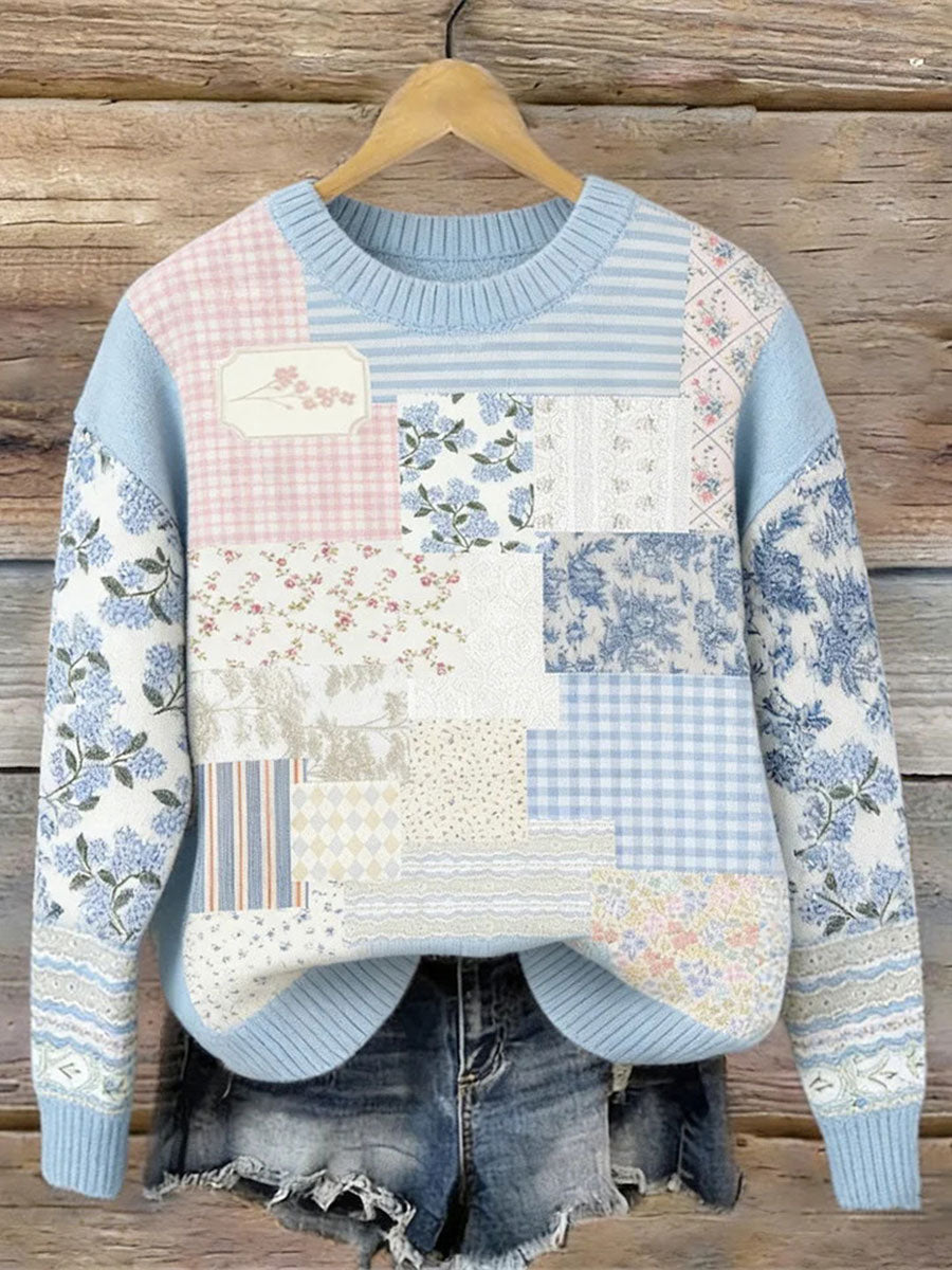 Camisola casual de impressão floral feminina