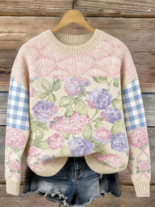 Camisola casual de impressão floral feminina