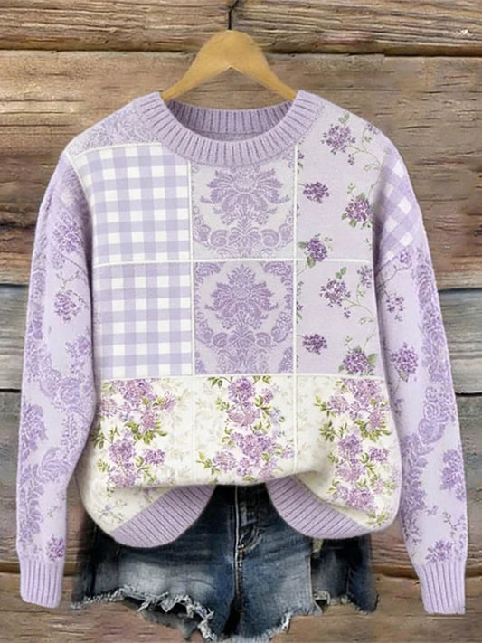 Camisola casual de impressão floral feminina