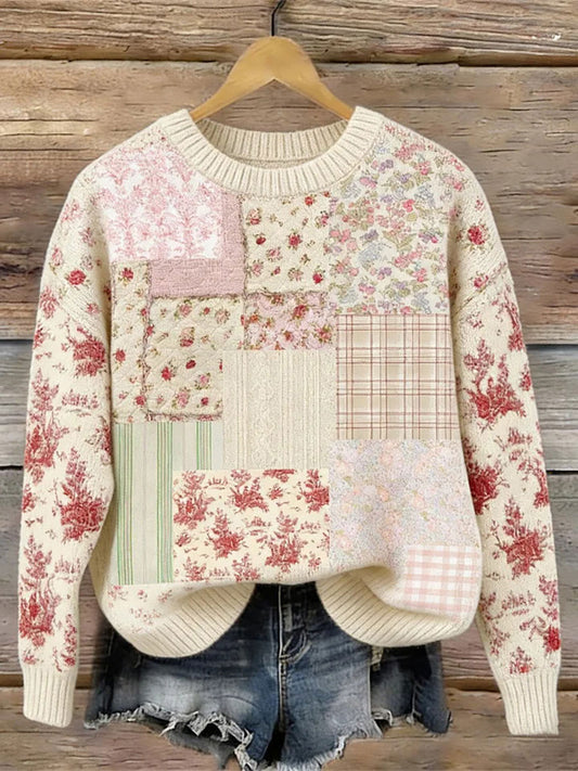 Camisola casual de impressão floral feminina