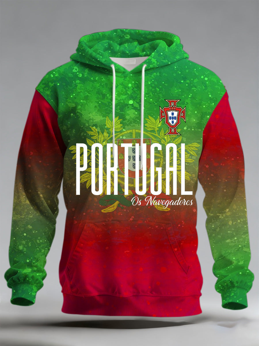 Portugal World Cup Football Support Print Masculino Camisola de manga comprida comemorativa