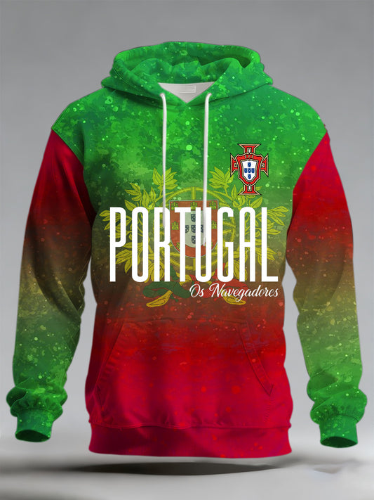Portugal World Cup Football Support Print Masculino Camisola de manga comprida comemorativa
