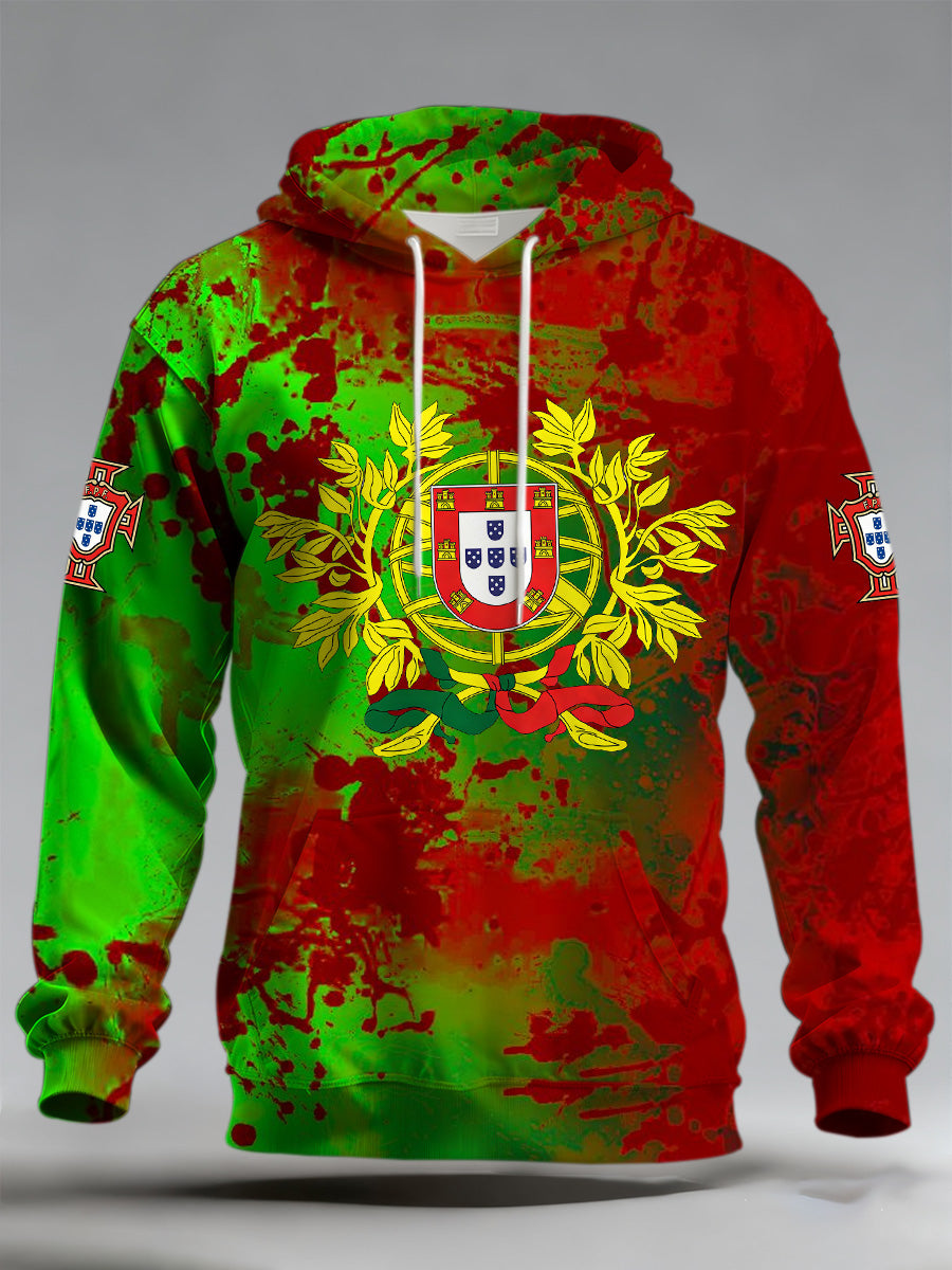 Portugal World Cup Football Support Print Masculino Camisola de manga comprida comemorativa