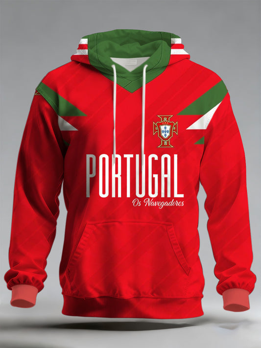 Portugal World Cup Football Support Print Masculino Camisola de manga comprida comemorativa