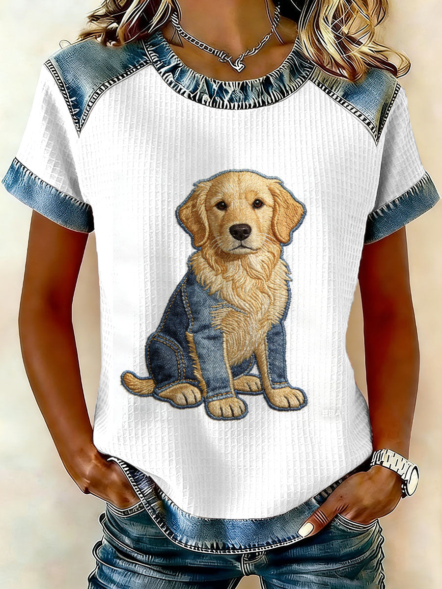 Camiseta Casual impressão de cachorro Vintage feminino
