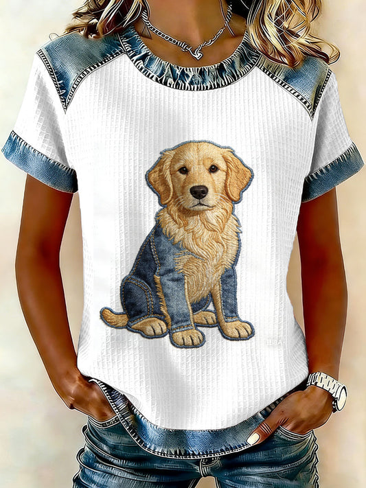 Camiseta Casual impressão de cachorro Vintage feminino