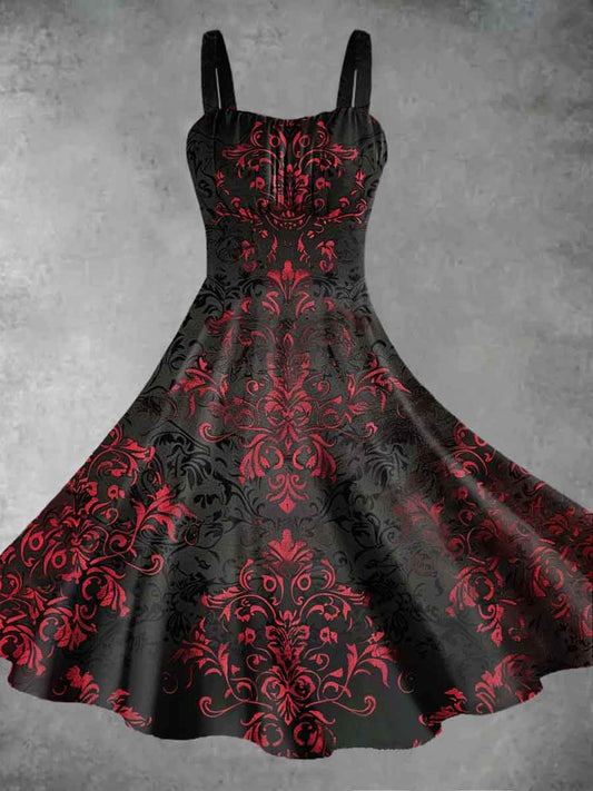 Gráfico Vintage impressão Slip vestido feminino