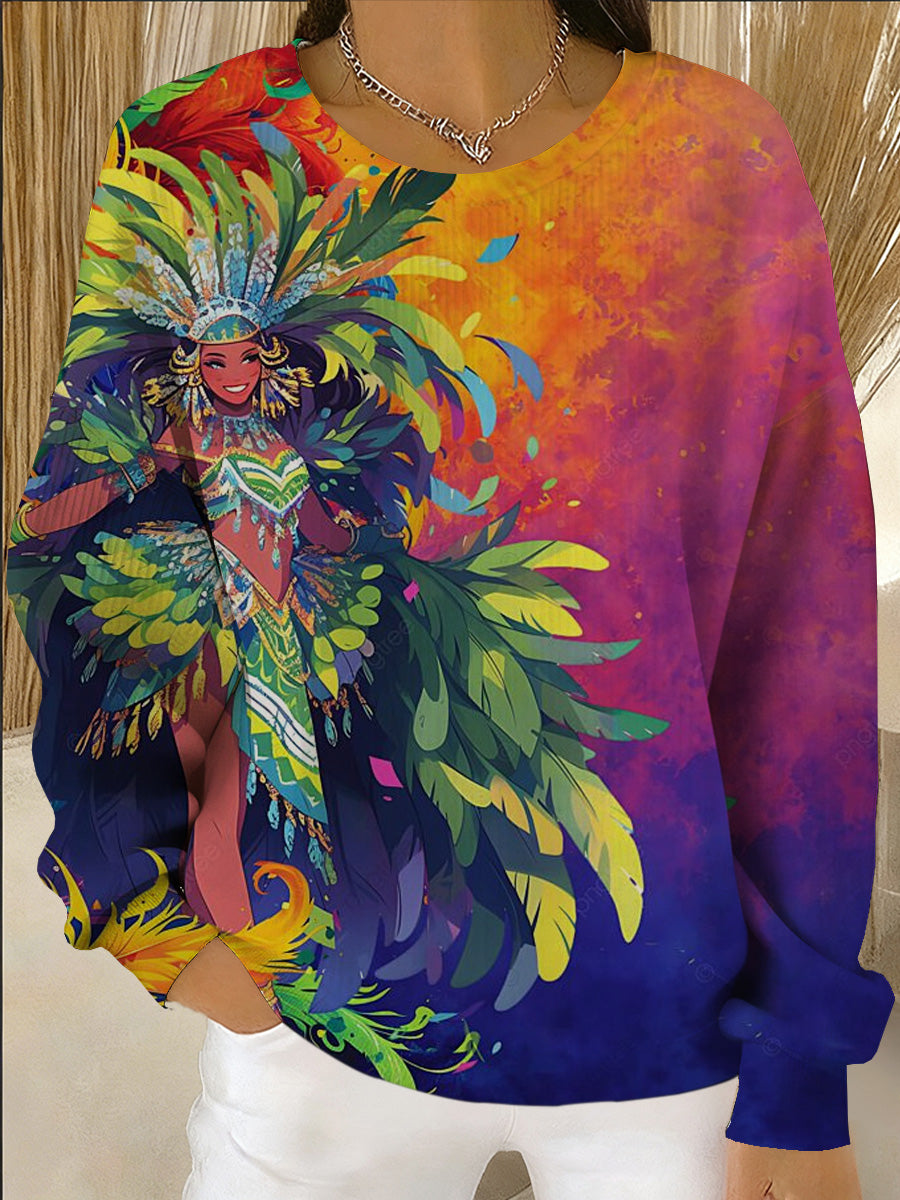 Camisola de impressão do carnaval espanhol feminino