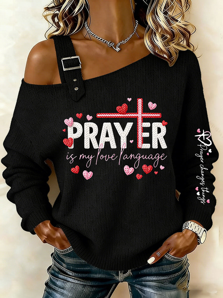 Dia dos Namorados da Mulher Fé Cruz Casual Off-Shoulder Top