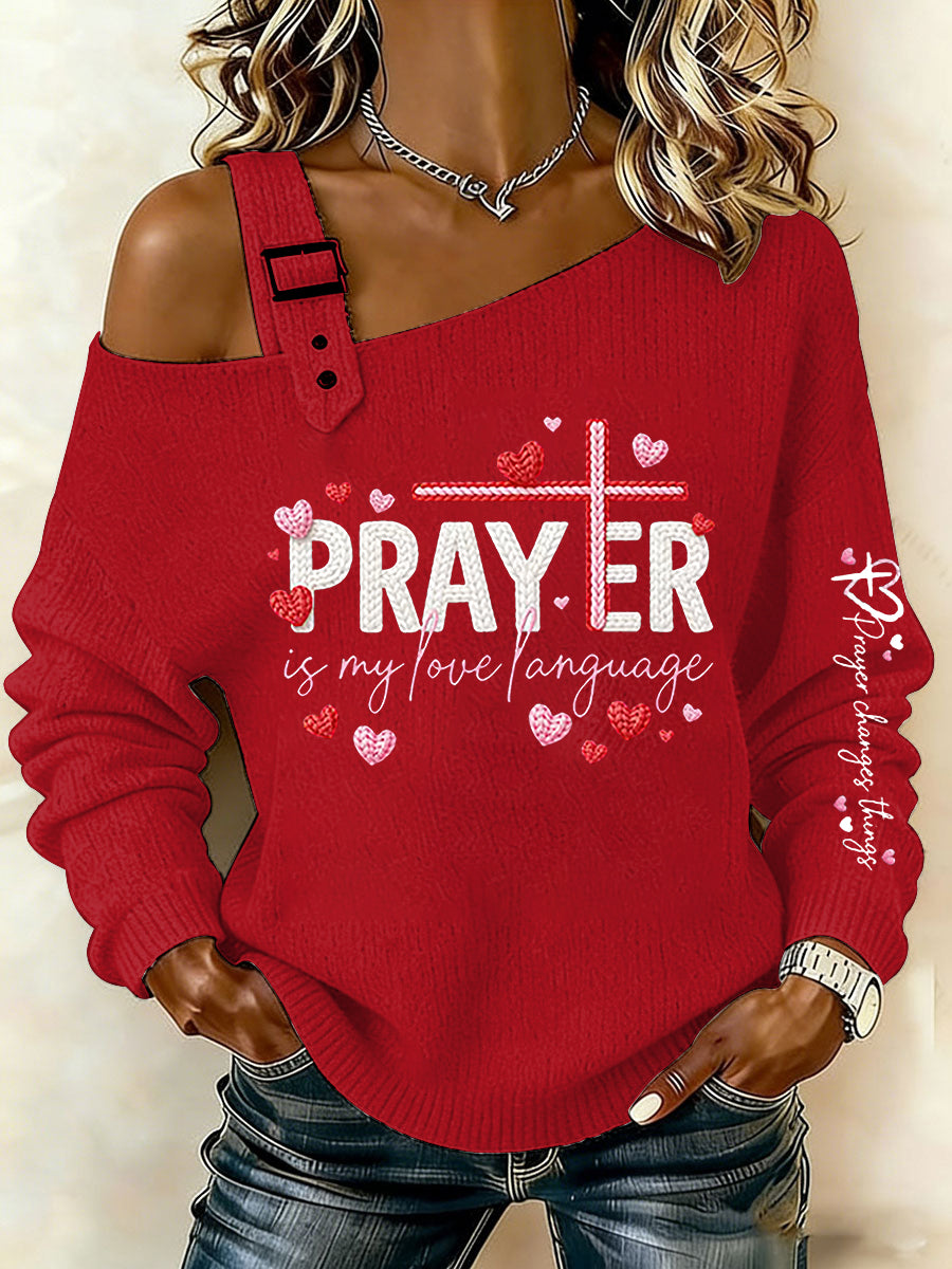 Dia dos Namorados da Mulher Fé Cruz Casual Off-Shoulder Top