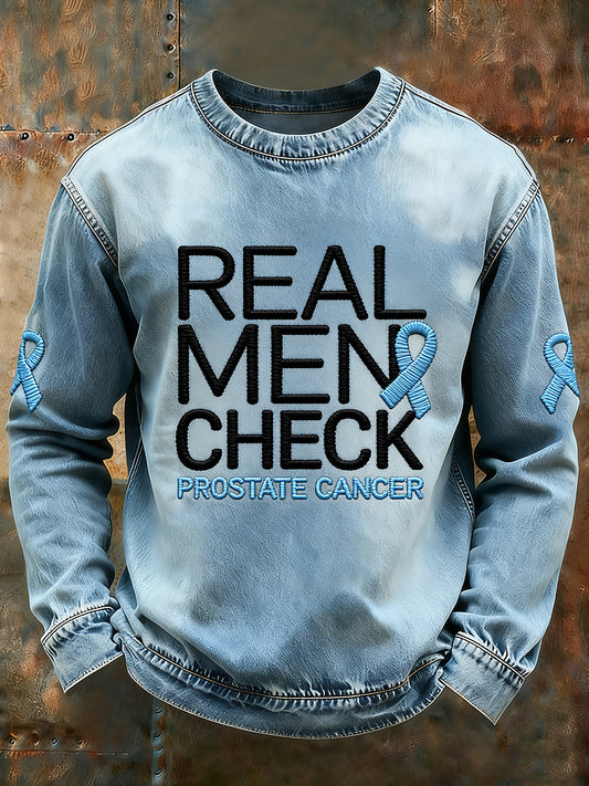 Câncer de próstata masculino impresso manga comprida moletom redondo pescoço