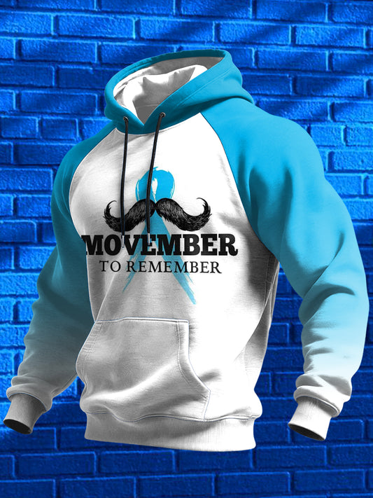 Câncer de próstata masculino impresso ombro moletom com capuz manga comprida